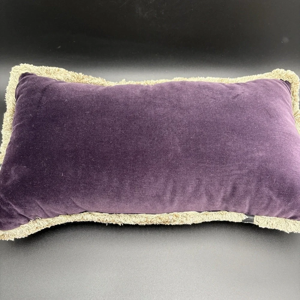 Vtg Bess Designs Tapestry Lumbar Pillow Fringe Bridge Countryside Moonlight